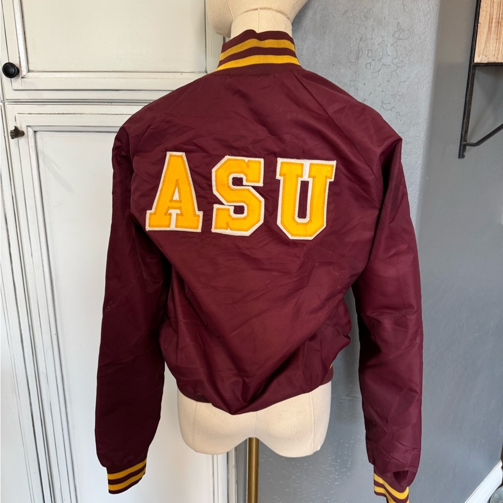 Vintage 80s 90s ASU Arizona State University maroon gold MVP bomber varsity coat